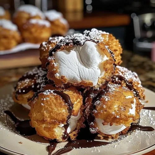 Fried S'mores Bombs with melted chocolate and gooey marshmallows