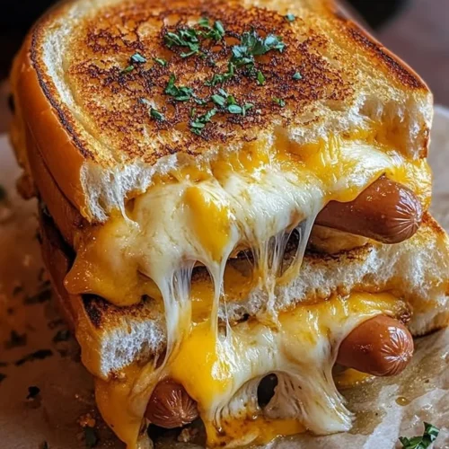 Fryer grilled cheese hot dogs served on a plate with crispy edges and melted cheese