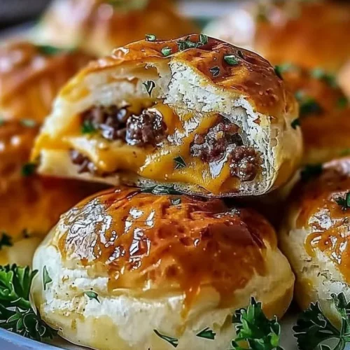 Delicious Garlic Parmesan Cheeseburger Bombs served hot and fresh