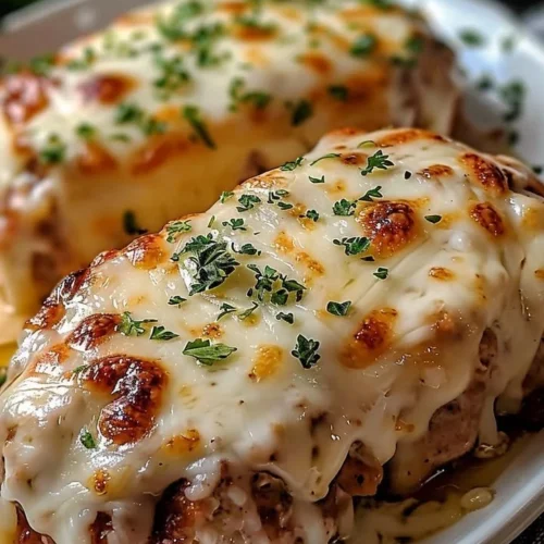 Delicious Garlic Parmesan Chicken Meatloaf served with herbs and sides