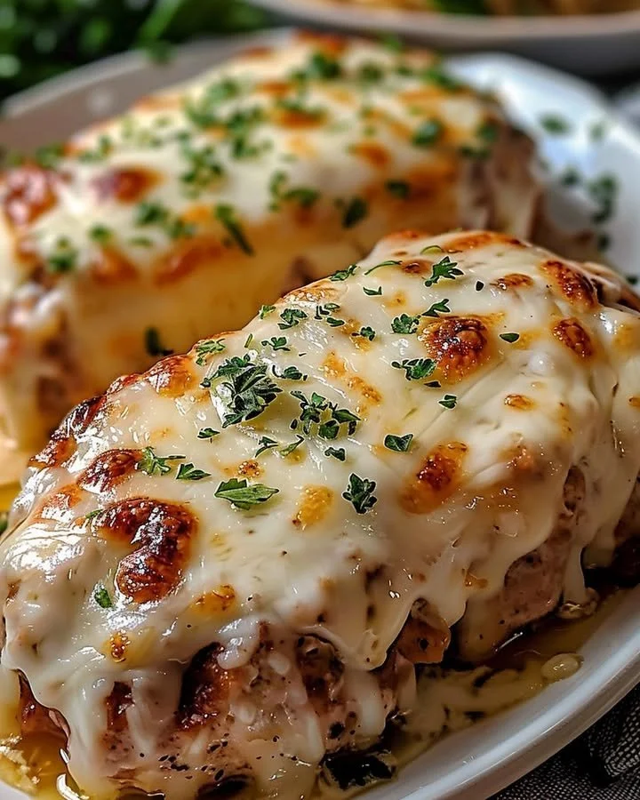 Delicious Garlic Parmesan Chicken Meatloaf served with herbs and sides