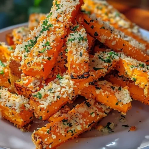 Garlic Parmesan Sweet Potato Sticks, a healthy and delicious snack option