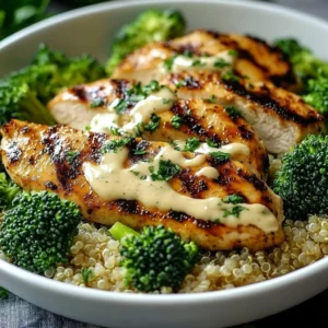 Grilled chicken broccoli bowls with fresh ingredients and vibrant colors