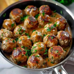 Delicious Swedish meatballs served in creamy sauce