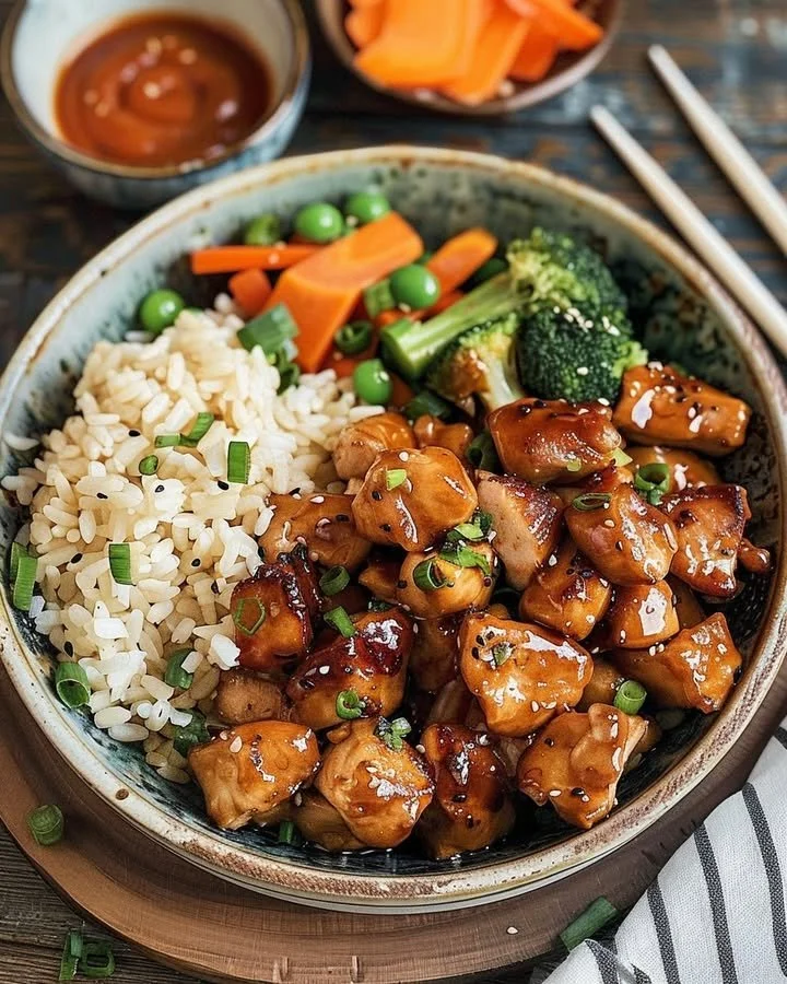 Delicious Hibachi Chicken served with grilled vegetables and rice