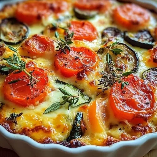 High protein cottage cheese veggie bake with colorful vegetables