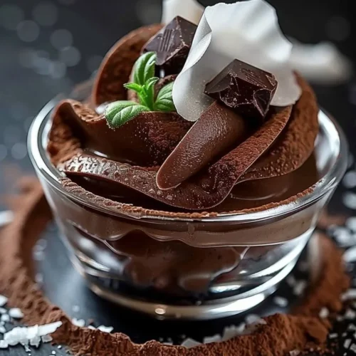 Homemade creamy chocolate mousse in a dessert bowl
