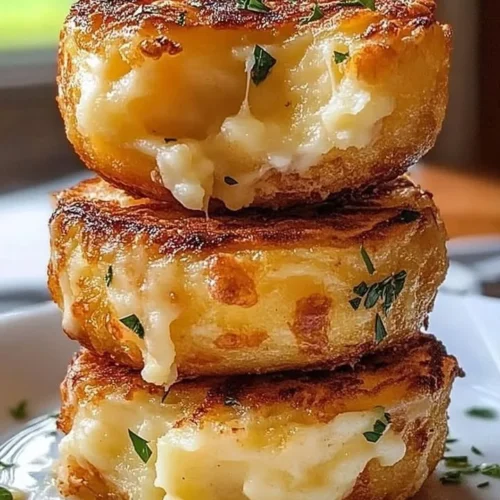 Delicious homemade mashed potato cheese puffs served on a plate