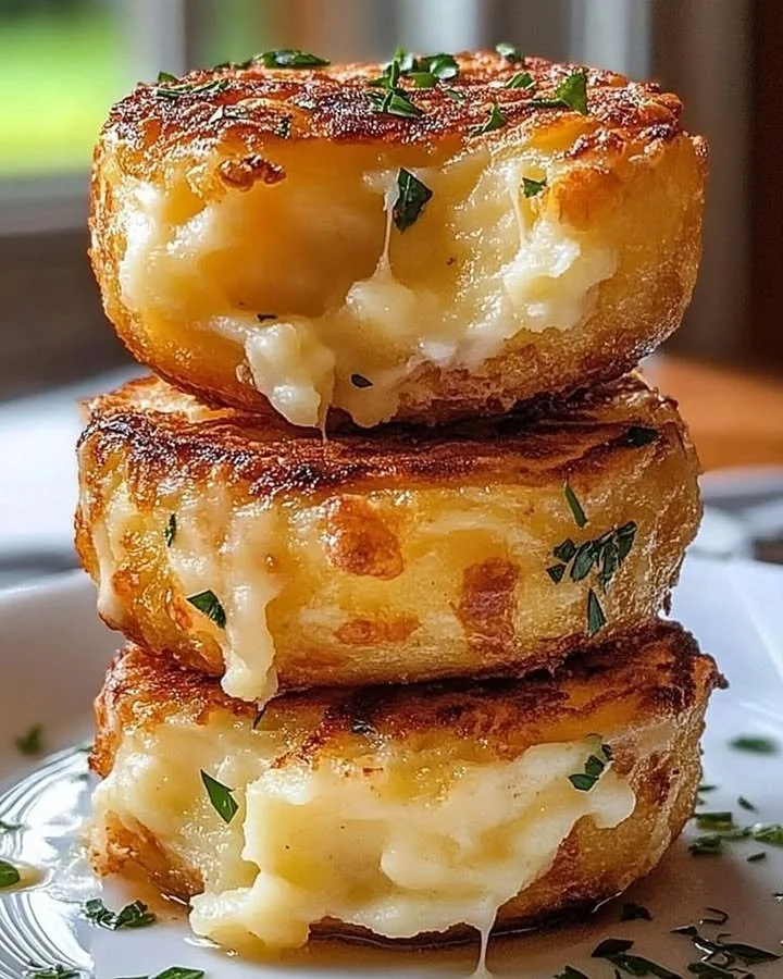 Delicious homemade mashed potato cheese puffs served on a plate