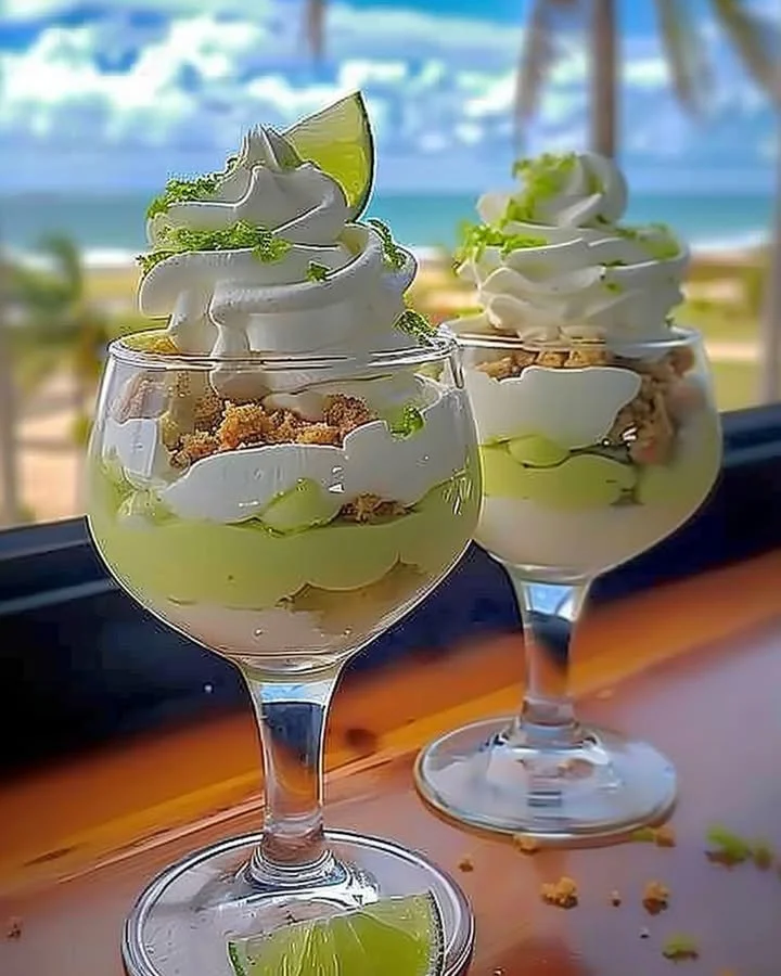 Key Lime Pie Cheesecake Piña Colada dessert topped with fresh lime slices