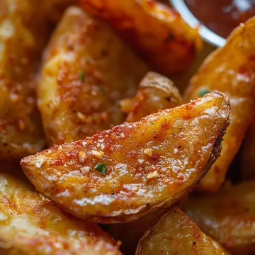 Delicious homemade KFC-style potato wedges on a plate