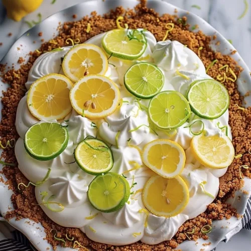 Delicious Lemon Lime Icebox Pie served with whipped cream and lime slices