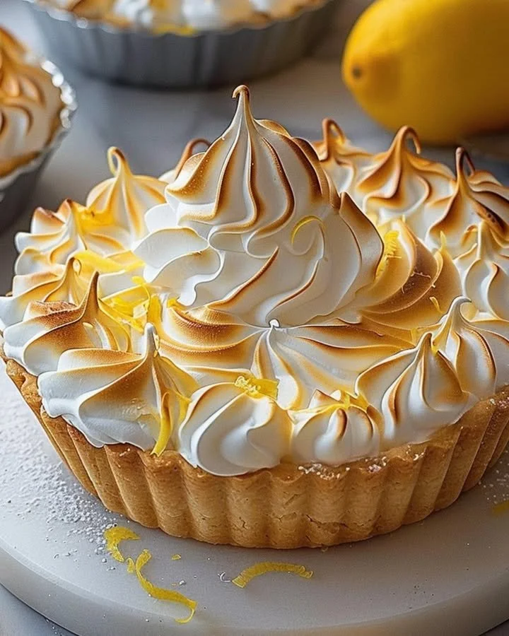 Delicious Lemon Meringue Tart with a golden meringue topping and lemon filling