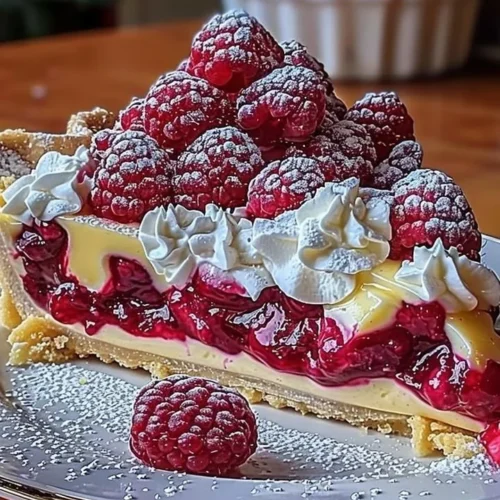 Lemon Raspberry Layered Pie showcasing vibrant lemon and raspberry filling
