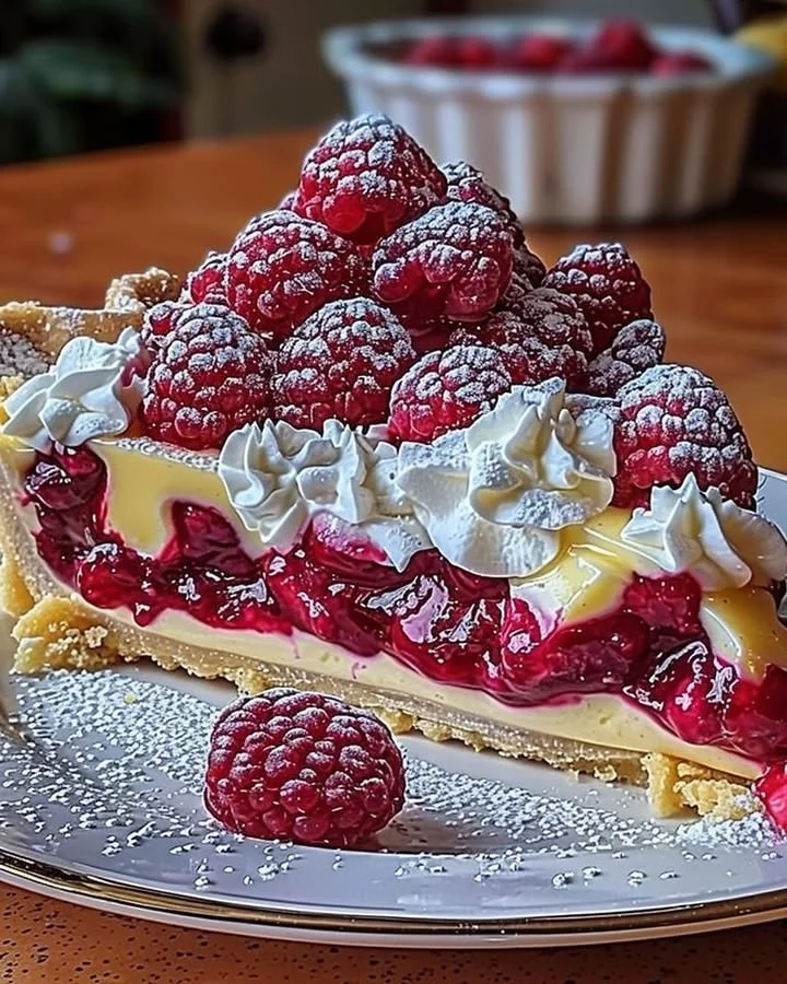 Lemon Raspberry Layered Pie showcasing vibrant lemon and raspberry filling