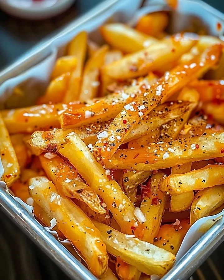 Delicious Louisiana Voodoo Fries topped with spicy seasoning and herbs