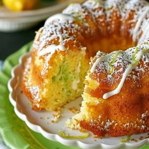 Luscious lemon-lime infusion cake topped with zesty frosting and garnished with citrus slices.