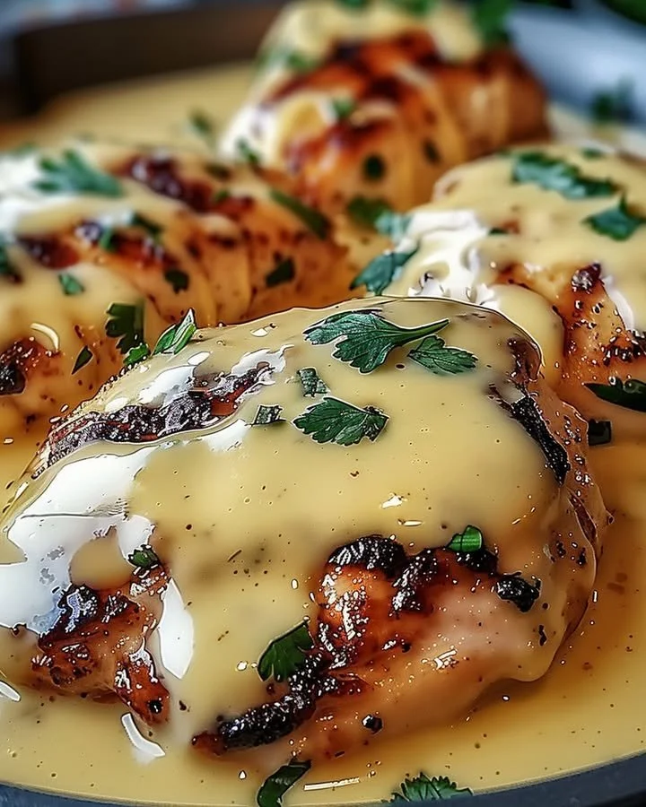 Delicious Mexican Chicken with Cheese Sauce served on a plate