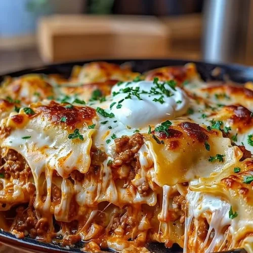 Mouthwatering Million Dollar Ravioli Casserole fresh out of the oven.