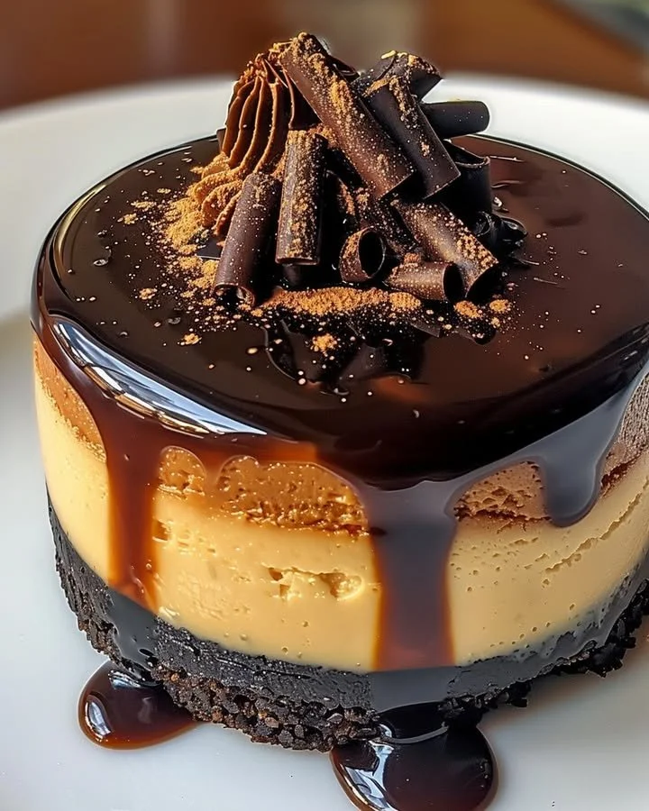 Mini espresso cheesecake desserts served on a platter with coffee beans