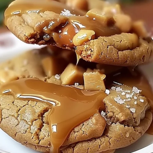 Delicious Peanut Butter Caramel Cookies on a plate