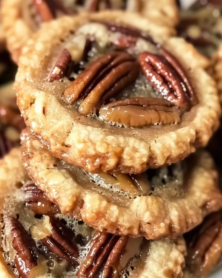 Delicious pecan pie cookies with a rich, nutty flavor and sweet pecan topping.