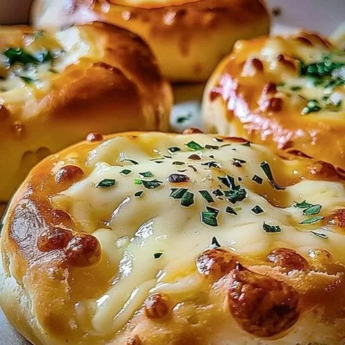 Pillsbury biscuit garlic butter cheese bombs freshly baked and oozing cheese