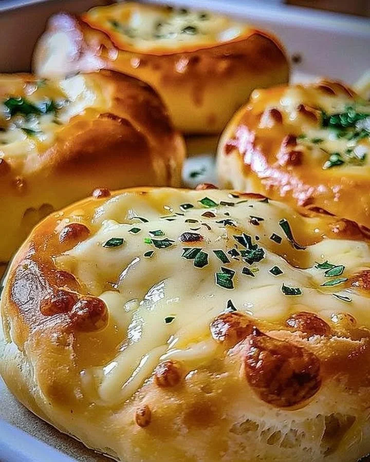 Pillsbury biscuit garlic butter cheese bombs freshly baked and oozing cheese