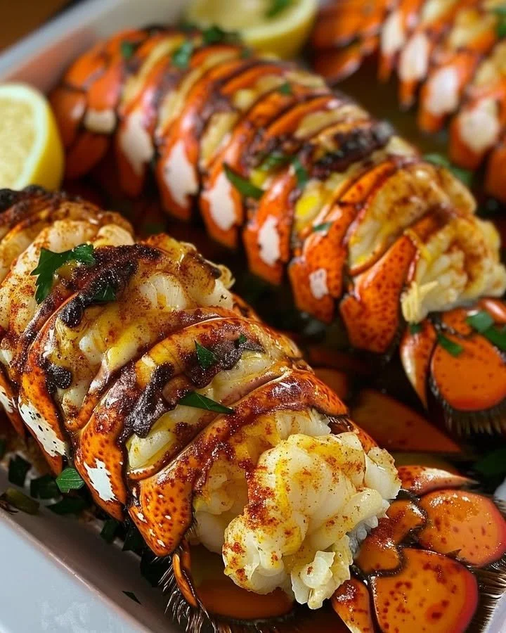 Quick gourmet lobster tails ready to serve for a seafood dinner