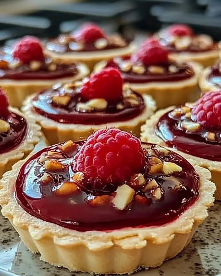 Delicious Raspberry Rhapsody Tarts with fresh raspberries and buttery crust