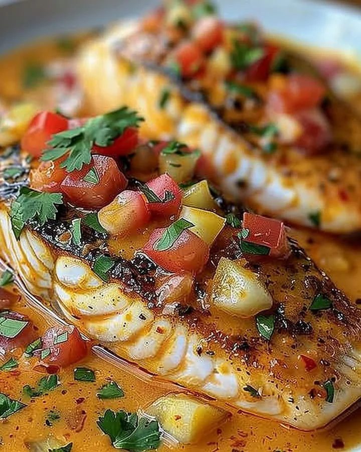 Delicious Red Snapper with Creamy Creole Sauce served on a plate