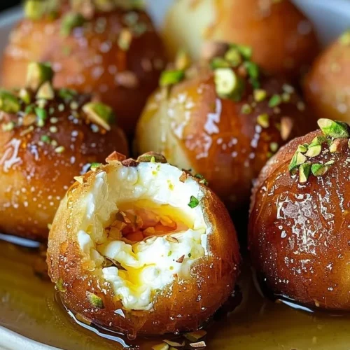 Delicious Ricotta Pistachio Honey Bites garnished with nuts