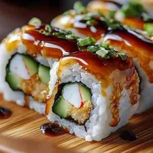 Delicious shrimp tempura roll with crispy shrimp and fresh ingredients