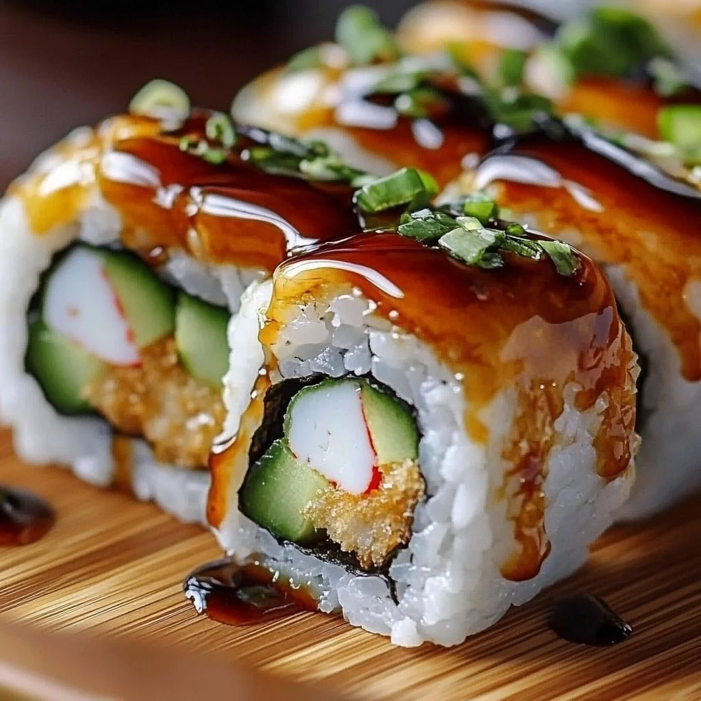 Delicious shrimp tempura roll with crispy shrimp and fresh ingredients