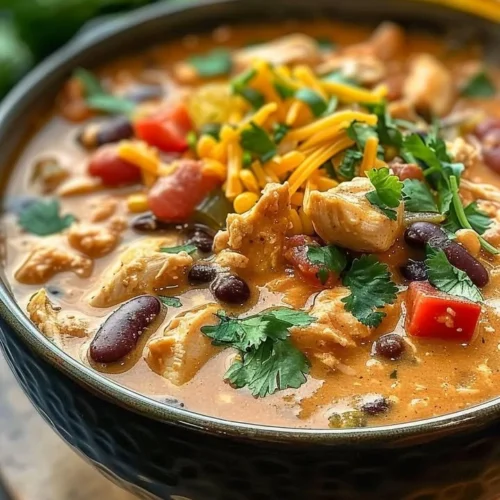 Bowl of creamy slow cooker crack chicken chili garnished with green onions