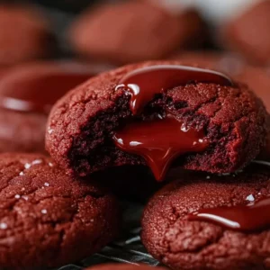 Soft red velvet cookies with Nutella filling on a white plate