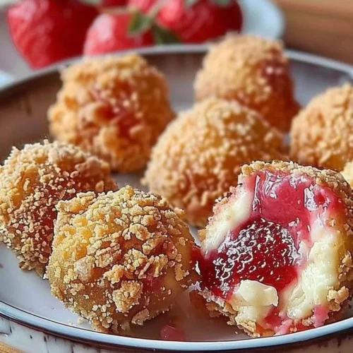 Strawberry Cheesecake Crunch Bites on a plate