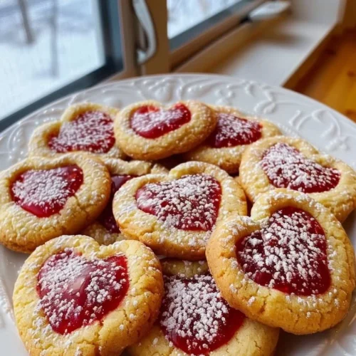 Delicious strawberry kiss cookies decorated with fresh strawberries.