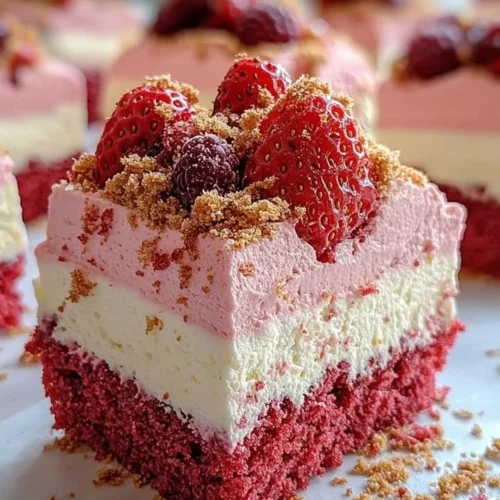 Delicious Strawberry Mousse Cake with Cream Cheese Layer on a decorative plate