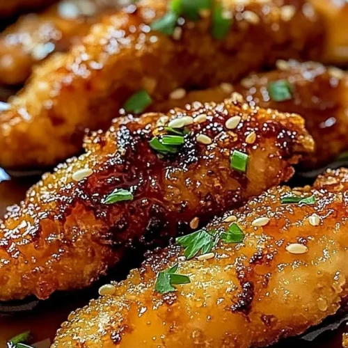 Crispy honey garlic chicken tenders cooked in an air fryer