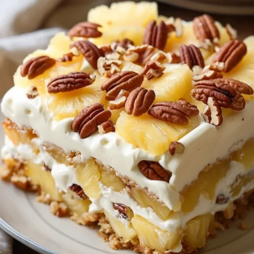 Delicious Tropical Pineapple Dream Cake with pineapple frosting and toppings
