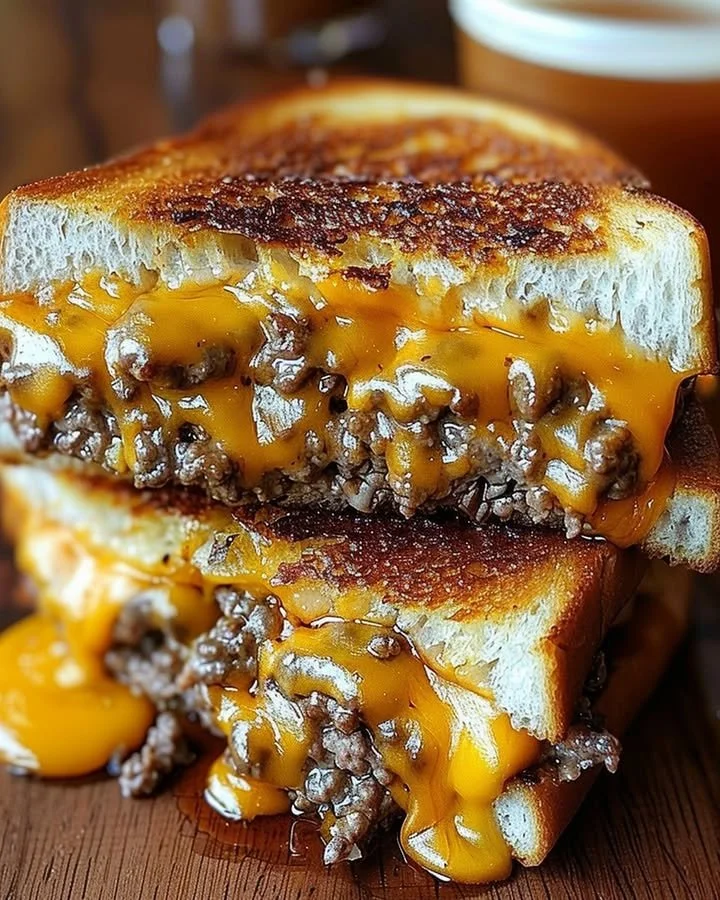 Delicious ultimate patty melt topped with secret sauce on grilled bread