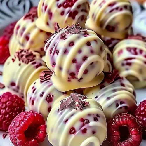 White Chocolate Raspberry Cheesecake Balls dessert